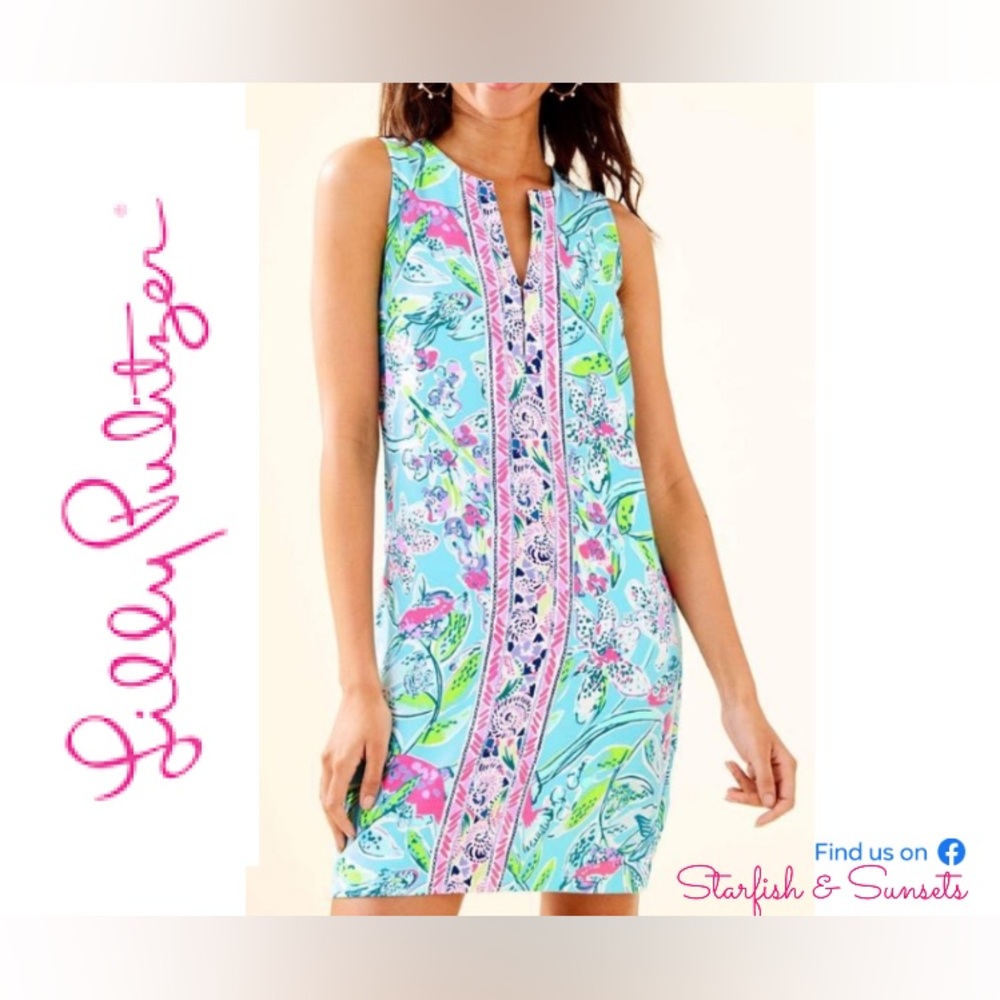 Lilly Pulitzer Kelby Stretch Shift Dress Sway This Way Bali Blue Size 2 HTF 🦄